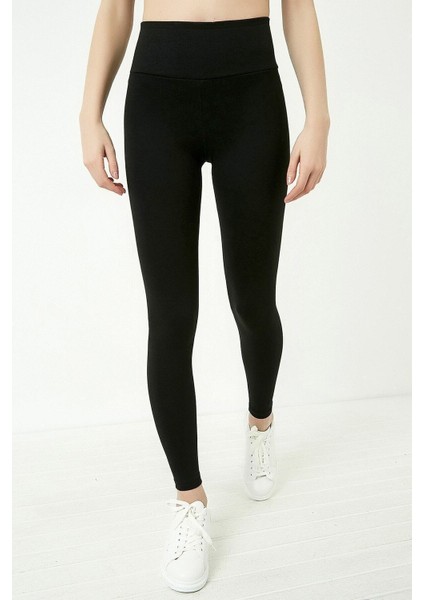 Kadın Siyah Yüksek Bel Likralı Viskon Tayt 20KTY574K102 indirimleri