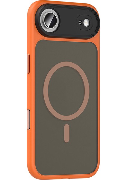 iPhone 17 Air Kılıf Flet Wireless Şarj Özellikli Mat Arka Yüzey Turuncu