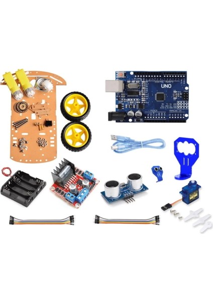 Maker Arduino 2WD Servolu Engelden Kaçan Robot Araba Kiti