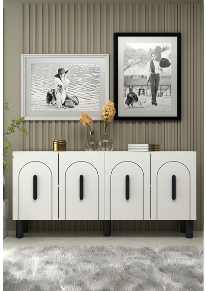 Yosundd (KB150) Bohem Konsol Beyaz-Siyah Kulp