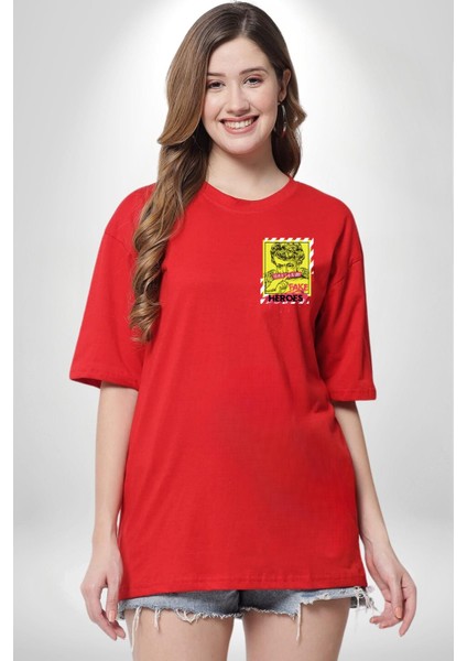 Aşk Meleği Sahte Melek Sus Cep Sırt Baskılı Pamuklu Penye Kadın Erkek Kırmızı Tişört fiyatları