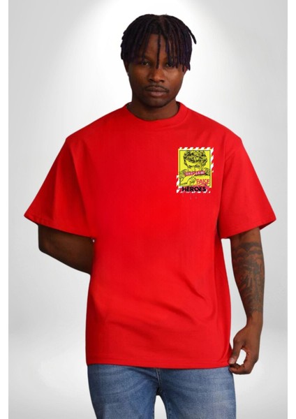 Aşk Meleği Sahte Melek Sus Cep Sırt Baskılı Pamuklu Penye Kadın Erkek Kırmızı Tişört indirimleri