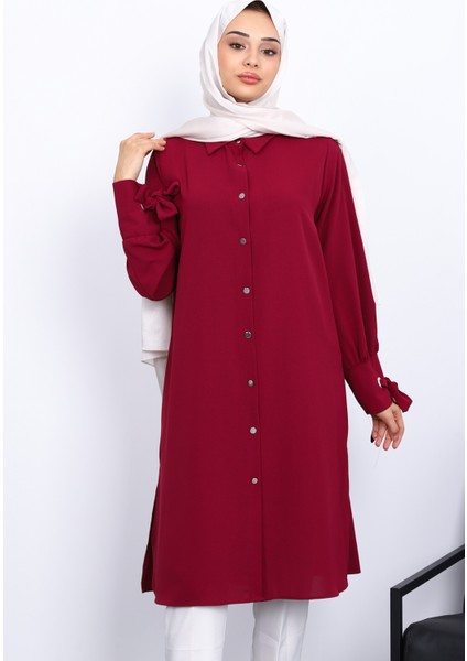 Bordo Kol Bağlamalı Tunik fiyatları