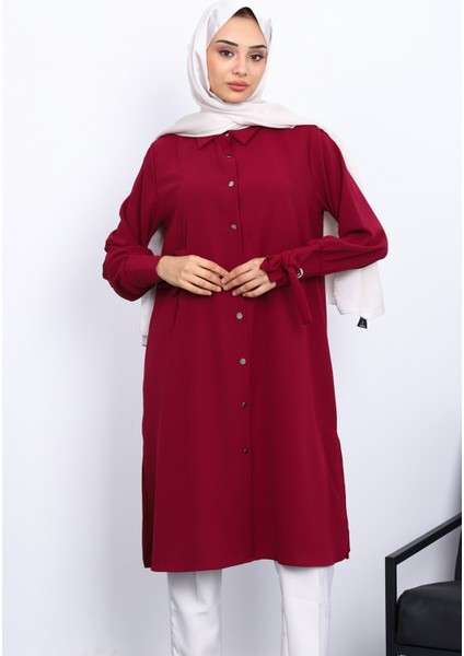 Bordo Kol Bağlamalı Tunik modelleri