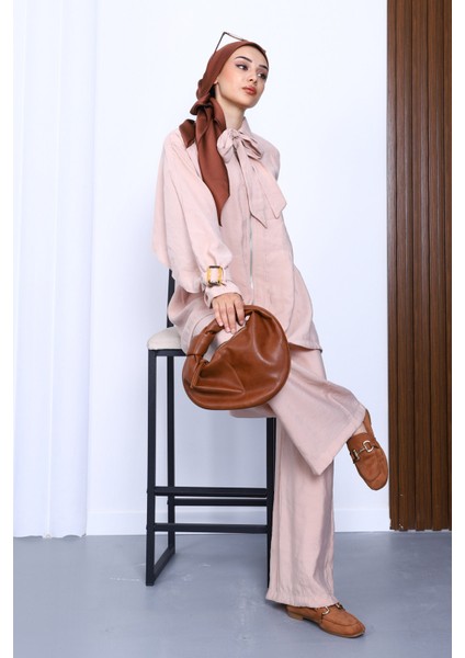 Bej Fermuarlı Modal Tunik Pantolonlu Takım fiyatları