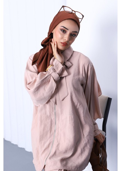 Bej Fermuarlı Modal Tunik Pantolonlu Takım fırsatları