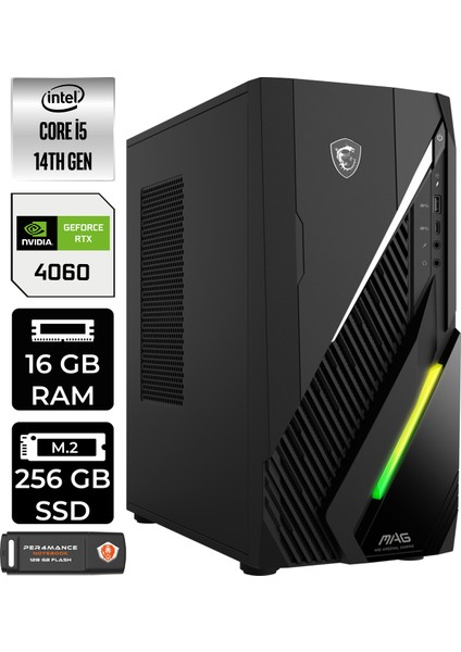 Msı Mag Infınıte E1 Intel Core I5 14400F 16GB 256GB SSD RTX4060/8GB Fdos Masaüstü Bilgisayar & Per4 USB Bellek 14NUC5080XTRP306