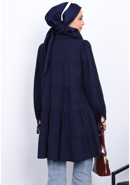 Lacivert Kol Bağcıklı Tunik fırsatları