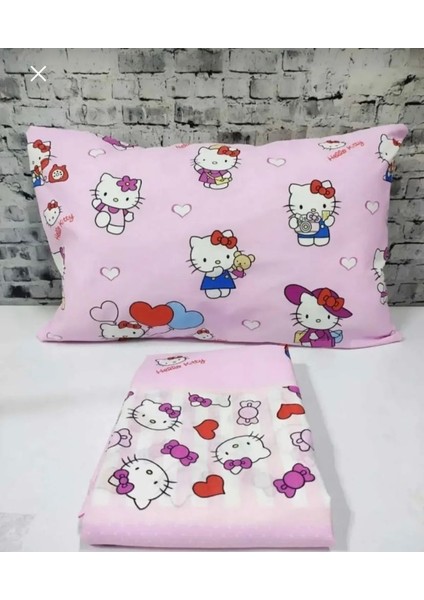 Pamuklu Ranforce Kumaş Hello Kitty Desen Tek Kişilik Nevresim Tam Takım
