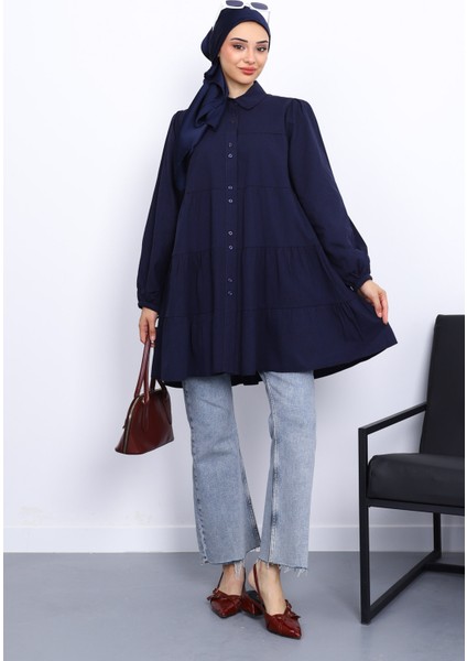 Lacivert Kol Bağcıklı Tunik fiyatları