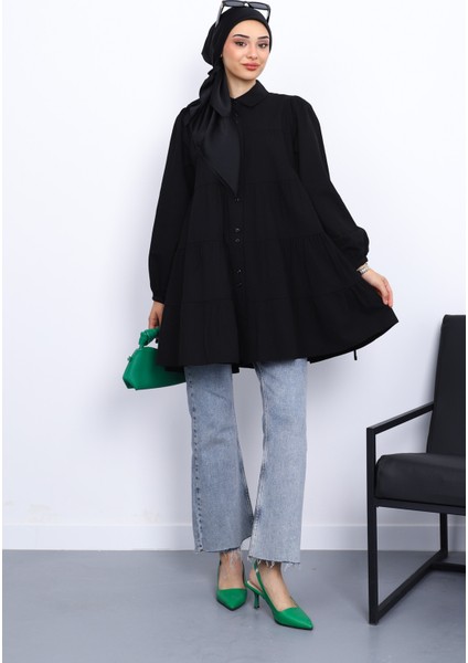 Siyah Kol Bağcıklı Tunik fiyatları