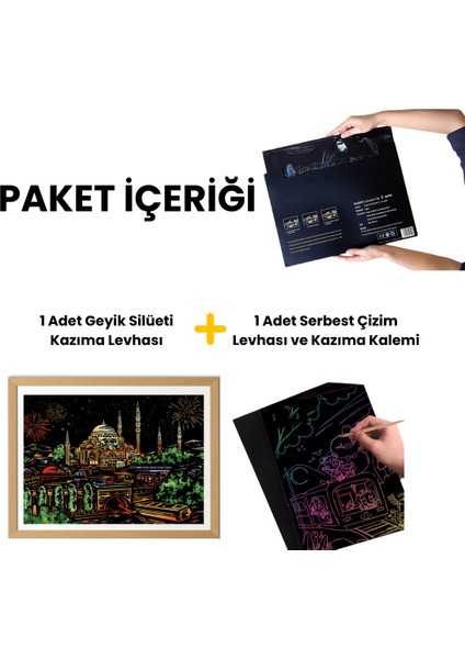 Kazıyarak Resim Yapma Sanatı – Hobi Çizim Kitleri – Scratch Art Kazıma Sanatı Seti - Kalem Dahil