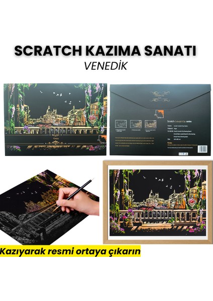 Kazıyarak Resim Yapma Sanatı – Hobi Çizim Kitleri – Scratch Art Kazıma Sanatı Seti - Kalem Dahil modelleri