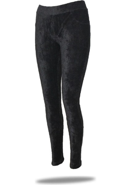 Kadın Antrasit Pamuklu Kışlık Kadife Tayt