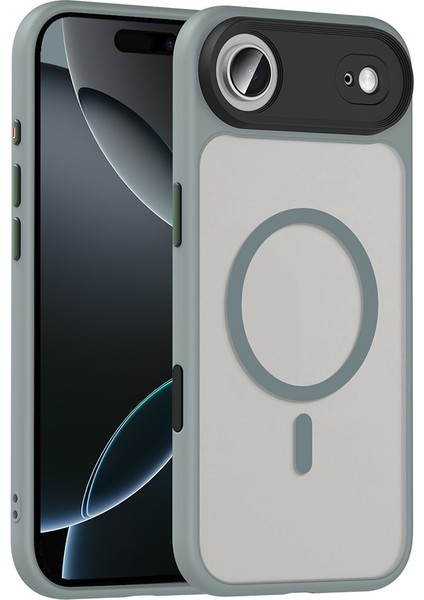 iPhone 17 Air Kılıf Flet Wireless Şarj Özellikli Mat Arka Yüzey Gri modelleri