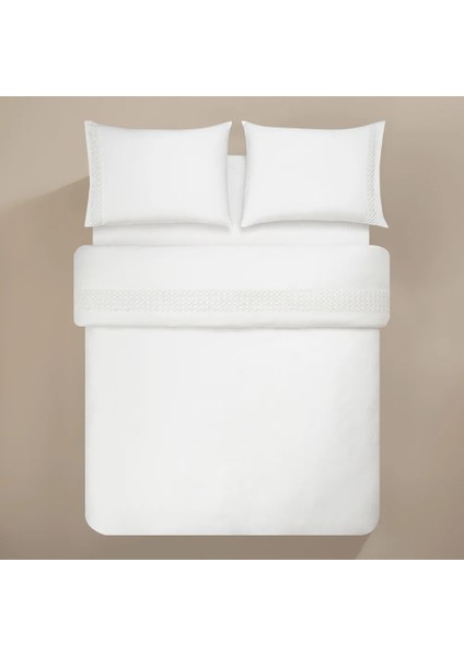 %100 Pamuk Saten Kumaş Nevresim Seti 240X220 cm Beyaz - Manuela Serisi fiyatları