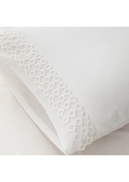 %100 Pamuk Saten Kumaş Nevresim Seti 240X220 cm Beyaz - Manuela Serisi modelleri