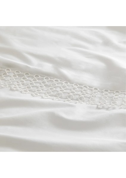 %100 Pamuk Saten Kumaş Nevresim Seti 240X220 cm Beyaz - Manuela Serisi fırsatları