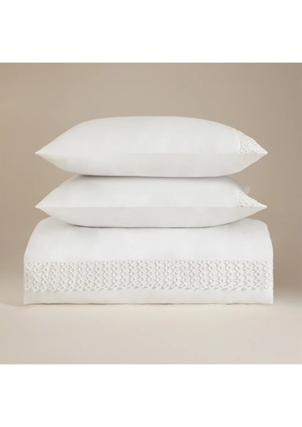 %100 Pamuk Saten Kumaş Nevresim Seti 240X220 cm Beyaz - Manuela Serisi indirimleri