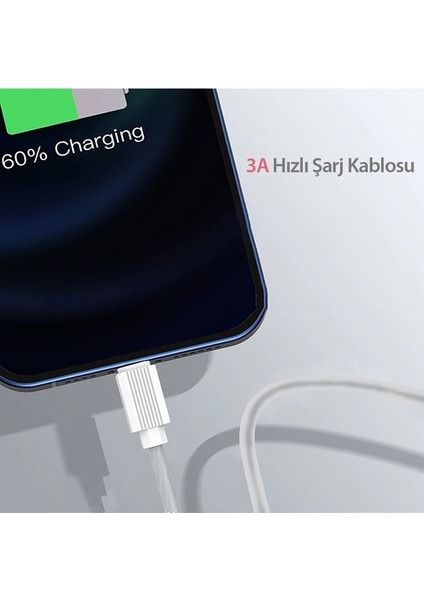 Iphone 7/8/11/12/13/14/ Uyumlu Lightning USB Girişli Kırılmaya Dayanıklı Lightning Hızlı Şarj Kablosu indirimleri