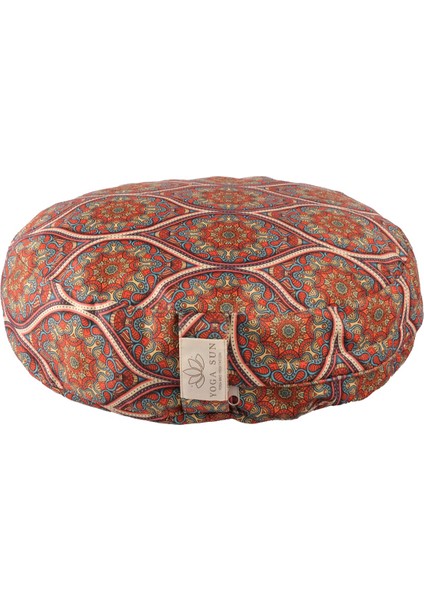 Zafu Meditasyon Minderi – Karabuğday Dolgulu, Rahat ve Destekleyici Yoga Minderi Mandala Desenli Turuncu