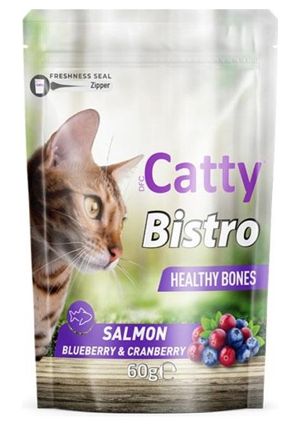 Bistro Sağlıklı Kemikler Somonlu Yaban Mersinli ve Kızılcıklı Kedi Ödül Maması 60 gr