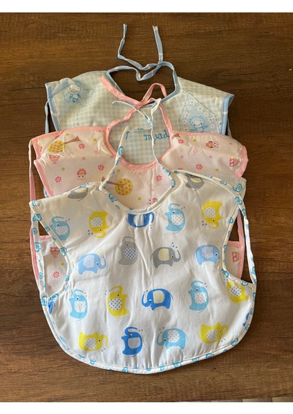 3 Adet Yenidoğan Kız Erkek Bebek Çocuk Önlük Mama Önlüğü