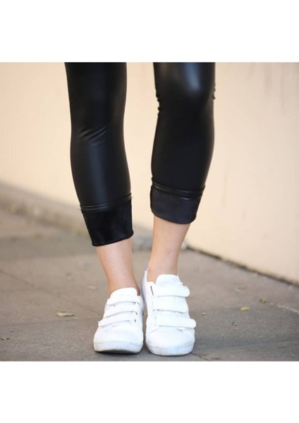 Kadın Içi Pelüşlu Deri Tayt Korsajlı modelleri