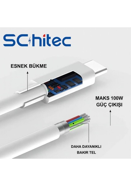 6A 100W Type-C To Type-C Hızlı Data ve Süper Şarj Kablosu 3 Metre Beyaz SX30 fiyatları