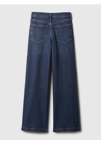 Kadın Koyu Mavi High Rise Stride Wide-Leg Jean Pantolon