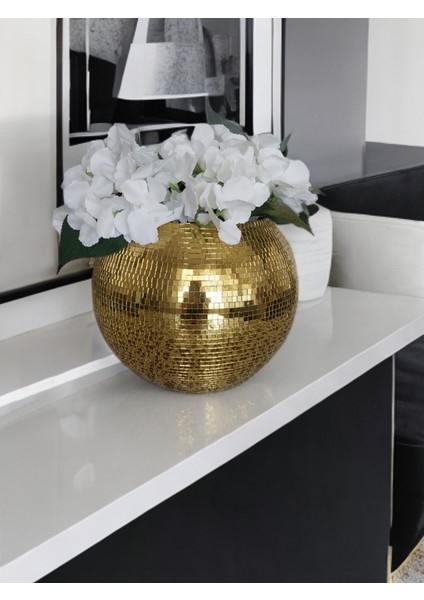 Işıltı Home Design Aynalı Cam Vazo Koyu Gold Büyük Boy fiyatları