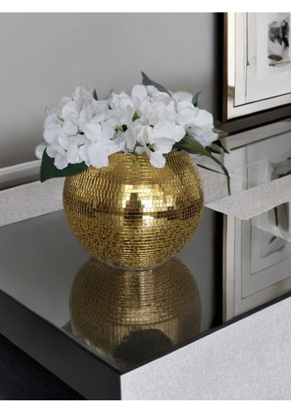 Işıltı Home Design Aynalı Cam Vazo Koyu Gold Büyük Boy modelleri