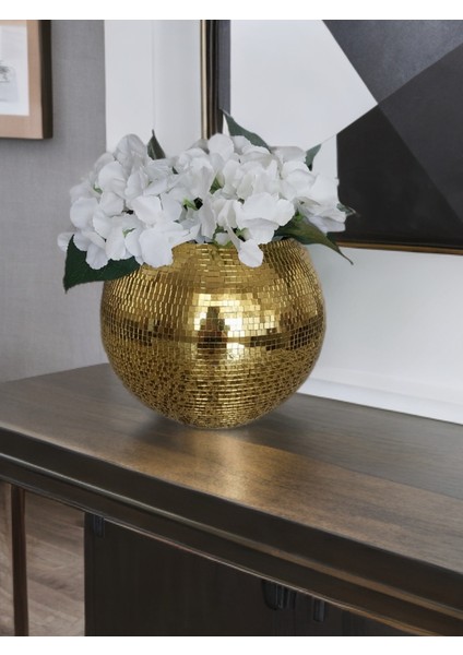 Işıltı Home Design Aynalı Cam Vazo Koyu Gold Büyük Boy fırsatları