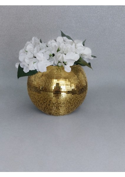 Işıltı Home Design Aynalı Cam Vazo Koyu Gold Büyük Boy