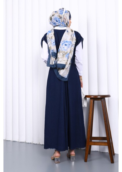 Lacivert Kruvaze Yaka Düğmeli Kot Elbise fırsatları