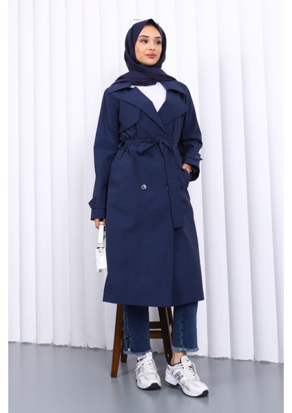 Lacivert Kruvaze Yaka Trençkot fiyatları