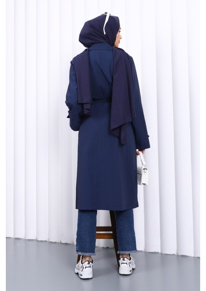 Lacivert Kruvaze Yaka Trençkot fırsatları