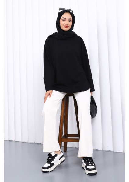 Siyah Bisiklet Yaka Modal Sweat fiyatları