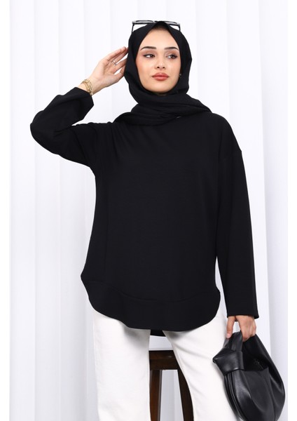 Siyah Bisiklet Yaka Modal Sweat modelleri