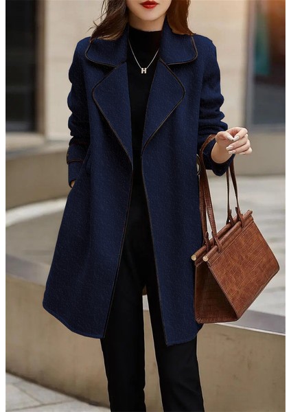 Özel Tasarım Kaşe Kadın Şık Yaka Kaban ve Kemer fiyatları