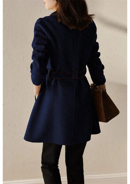 Özel Tasarım Kaşe Kadın Şık Yaka Kaban ve Kemer modelleri