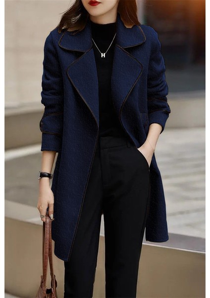 Özel Tasarım Kaşe Kadın Şık Yaka Kaban ve Kemer fırsatları