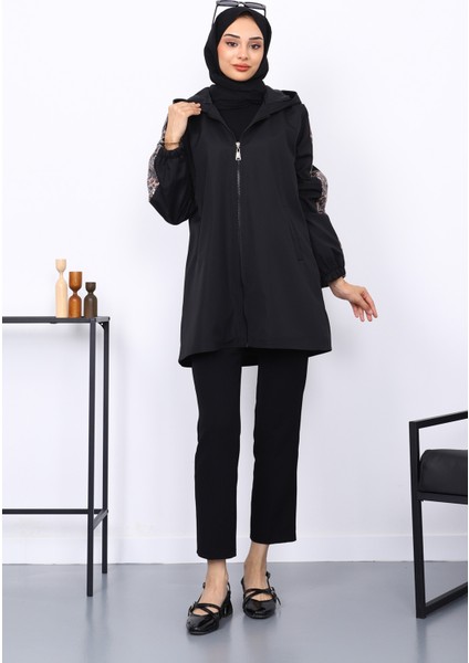 Siyah Kol Pul Detaylı Trençkot fiyatları