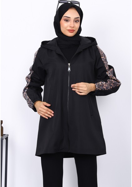 Siyah Kol Pul Detaylı Trençkot modelleri