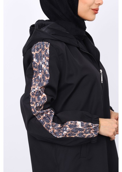 Siyah Kol Pul Detaylı Trençkot indirimleri