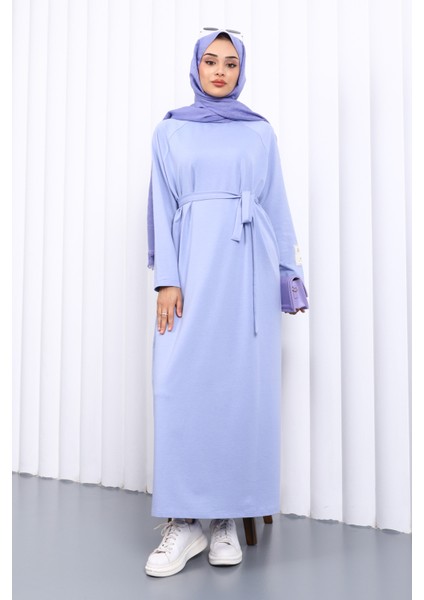 Lila Bisiklet Yaka Bel Kuşaklı Elbise fiyatları