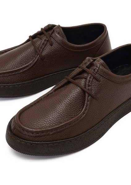 Erkek Kahverengi Bağcıklı Deri Casual Ayakkabı 25WFD7541FT