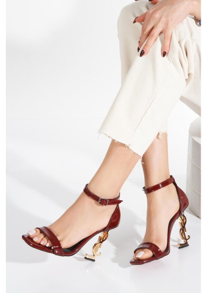 Prıncess Bordo Metal Yüksek Topuklu Zarif Abiye Ayakkabı