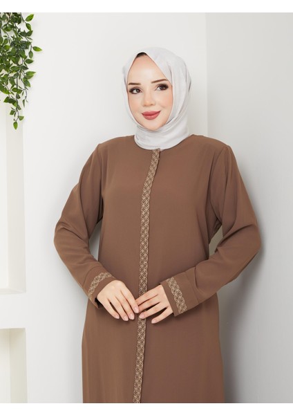 Gündelik Hac ve Umrelik Nakış ve Taş Detaylı Ferace