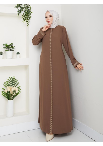 Gündelik Hac ve Umrelik Nakış ve Taş Detaylı Ferace indirimleri